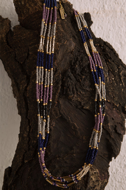 Dhaaga Lavender Twist Beaded Necklace