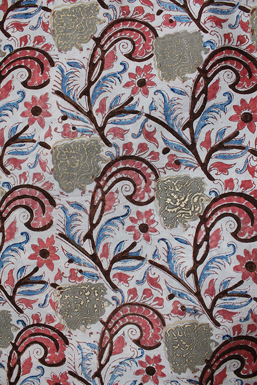 Creative Bee GISE' Natural Dyed Block Printed Mulberry Silk Fabric  With Touch Of Pigment Gold Print Creative Bee X 0.50 Meter