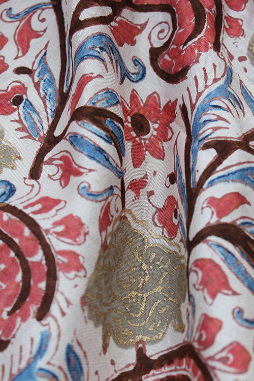 Creative Bee GISE' Natural Dyed Block Printed Mulberry Silk Fabric  With Touch Of Pigment Gold Print Creative Bee X 0.50 Meter