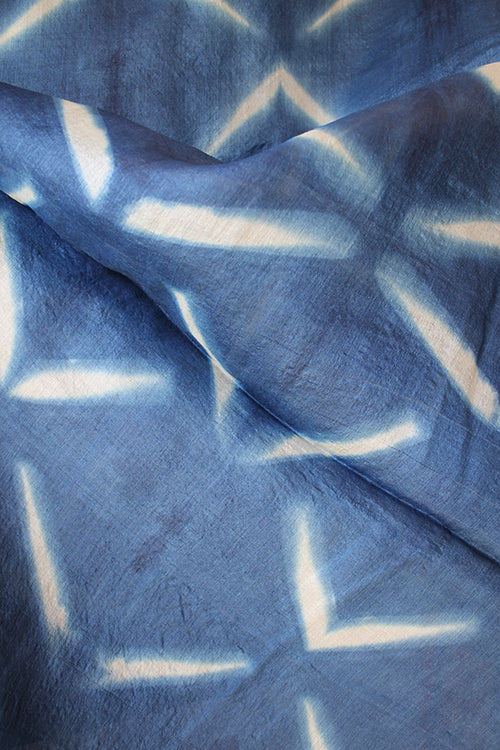 Creative Bee 'ANKARA' Natural Dye Indigo Shibori Desi Tussar Fabric x 0.50 Meter