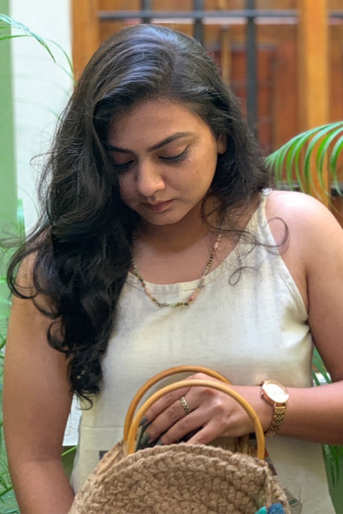 Dhaaga Peach Beach Bead Stone Necklace