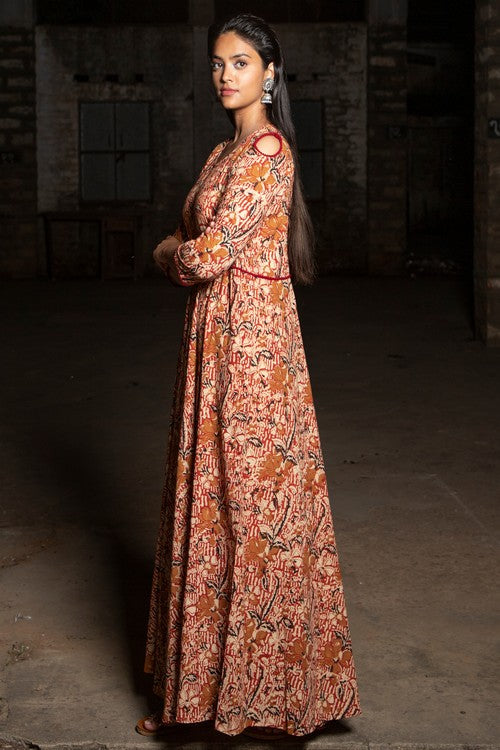 Shuddhi Brown and Mustard Long Dress