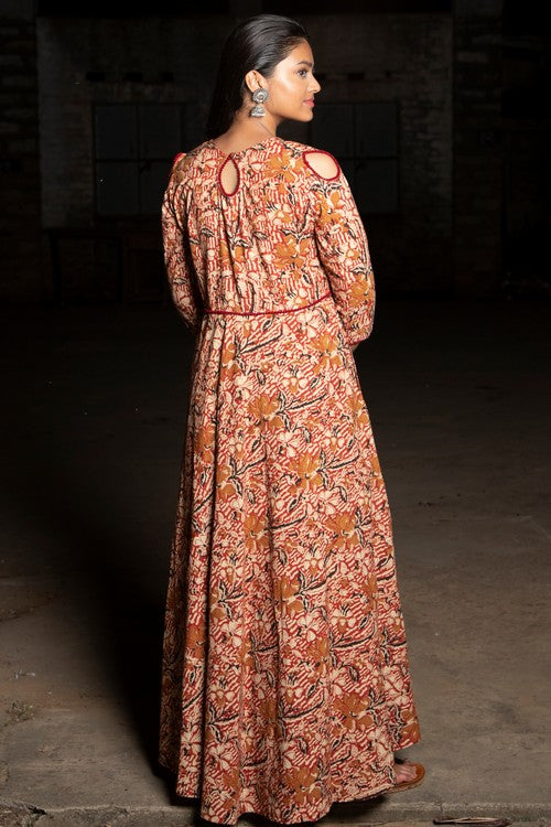 Shuddhi Brown and Mustard Long Dress