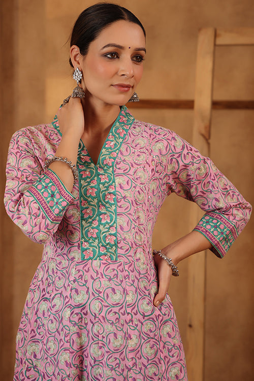 Shuddhi Carnation Pink Anarkali Kurta