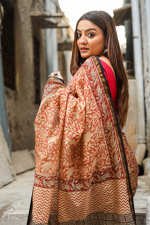 Sooti Syahi The Best of Traditions : BAGRU Handblock Print Chanderi Silk Saree