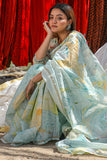 Sooti Syahi A Blaze Of Style Hand Marble Printed Chanderi Silk Saree Online