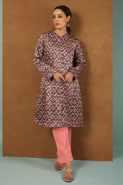 Shuddhi Russian Violet Mashru Silk Jacket Long