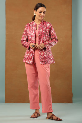 Shuddhi Rouge Pink Mashru Silk Short Jacket