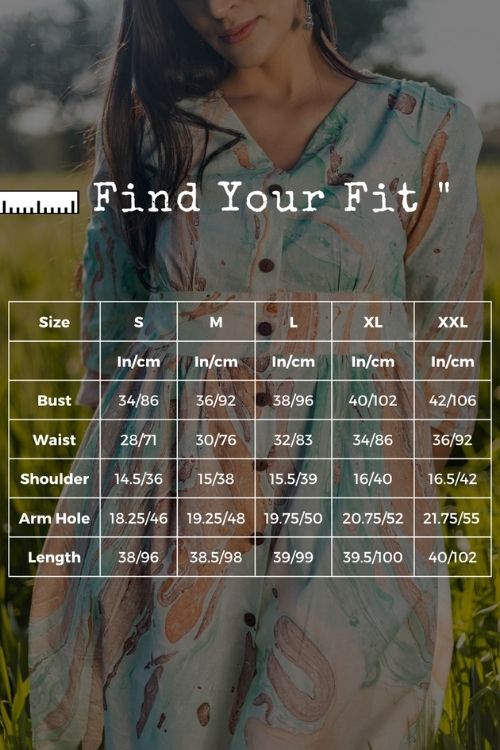 Flow Rust Pure Cotton Handmarble Printed Dress For Women Online