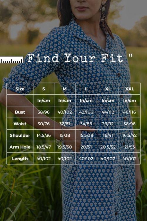 Blue Bell Pure Cotton Hand Block Printed Dress For Women Online