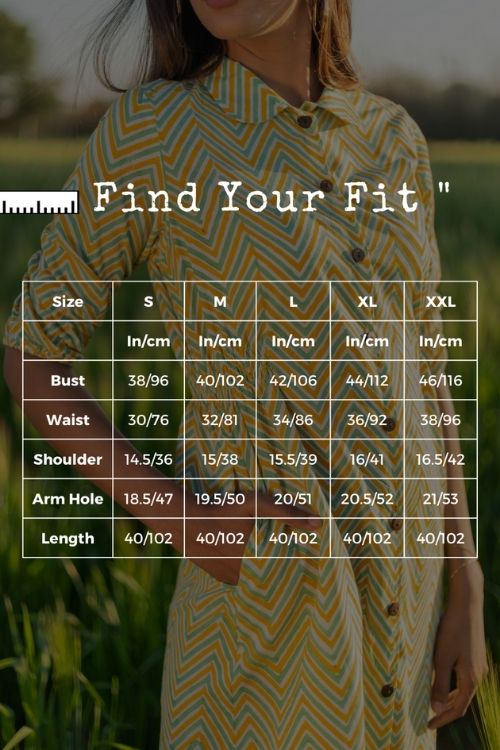 Shinning Zigzag Pure Cotton Hand Block Printed Dress For Women Online