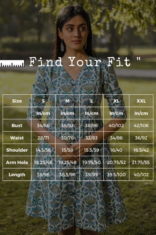 Lotus In The Lake Pure Cotton Hand Block Printed Dress For Women