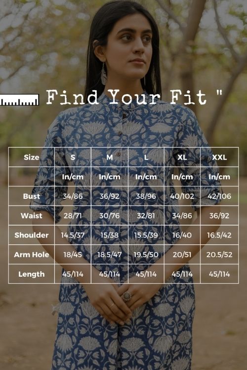 Sootisyahi Charm of the Sea Block Printed Cotton Kurti For Women Online
