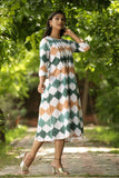 Earthy Fall Pure Cotton Hand Block Printed Dress For Women Online 