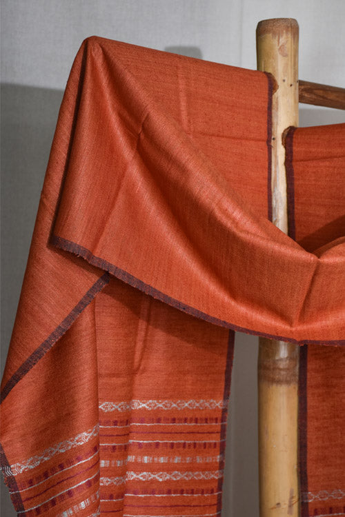Avani Kumaon Pure Silk Almora Patterned Stole | Orange