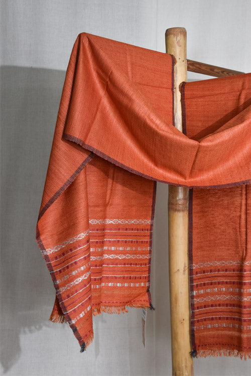 Avani Kumaon Pure Silk Almora Patterned Stole | Orange