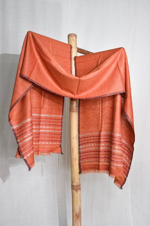 Avani Kumaon Pure Silk Almora Patterned Stole | Orange