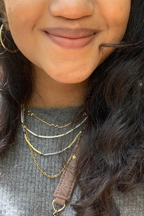 Dhaaga Mellow Yellow Layered Bead Necklace