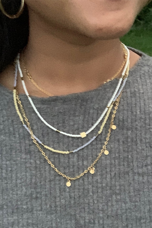 Dhaaga Mellow Yellow Layered Bead Necklace