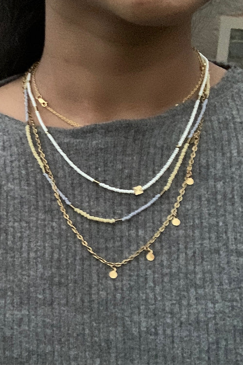 Dhaaga Mellow Yellow Layered Bead Necklace