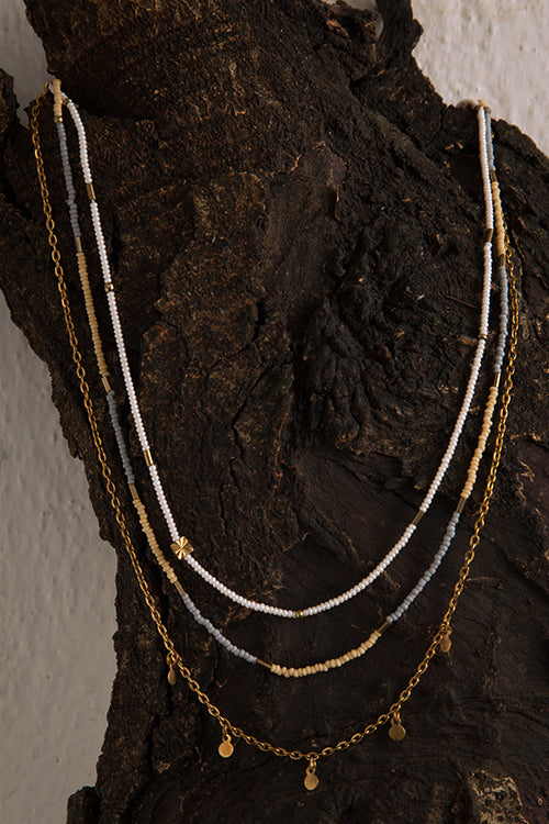 Dhaaga Mellow Yellow Layered Bead Necklace