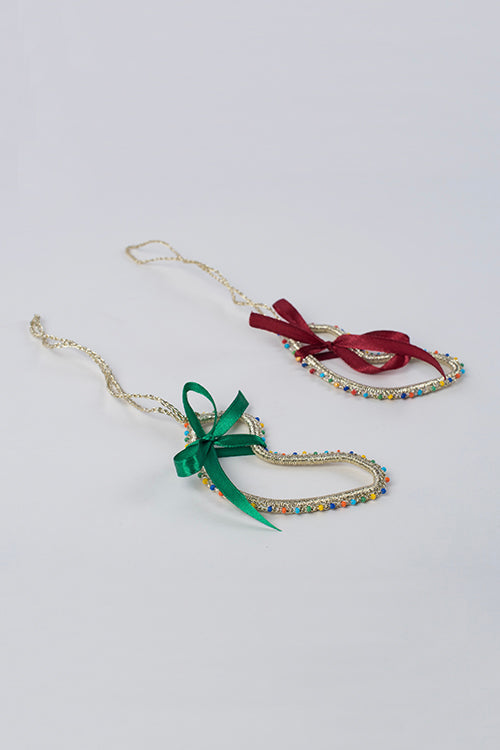 Samoolam Handmade Christmas Tree Decorations ~ Gold Socks (Set Of 2)