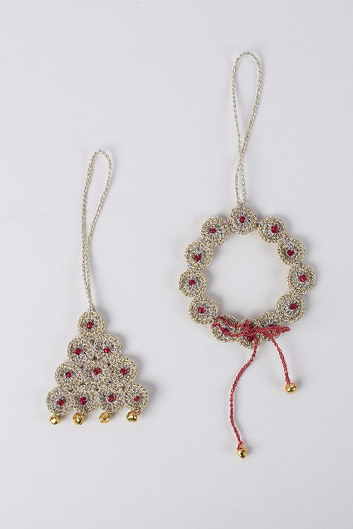 Samoolam Handmade Gold & Silver Tree & Wreath Christmas Tree Decorations Item Online