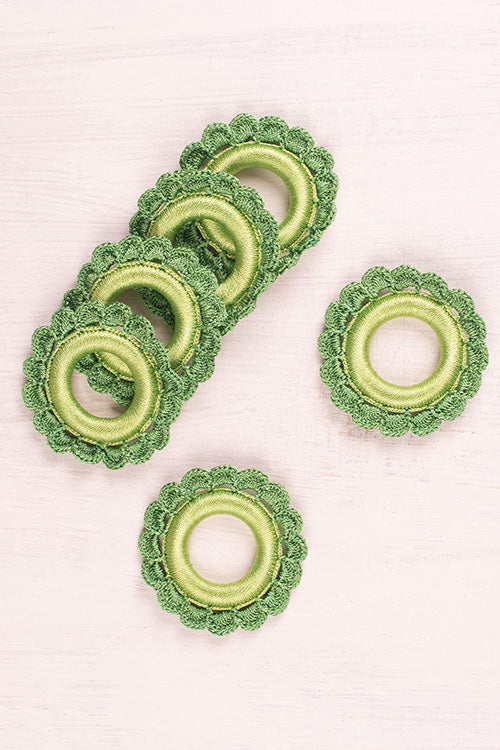 Samoolam Handmade Crochet Napkin Holders ~ Green ? Set of 6