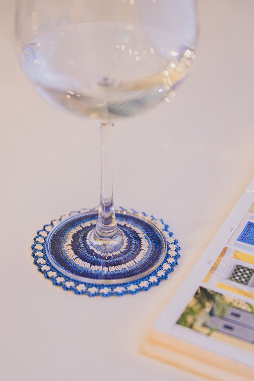 Samoolam Handmade Crochet Table Coasters ~ Blue - Set of 6