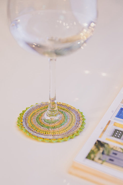 Samoolam Handmade Crochet Table Coasters ~ Lime Green - Set of 6