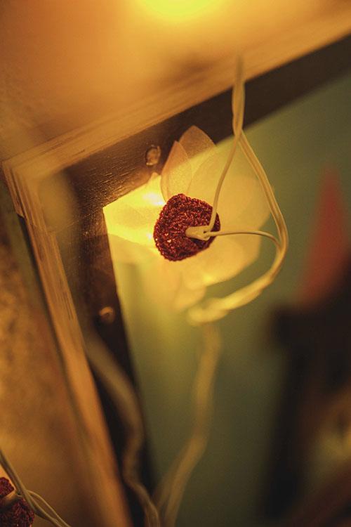 Samoolam Handmade Home Decor LED String Lights ~ Pink Rose with Hearts