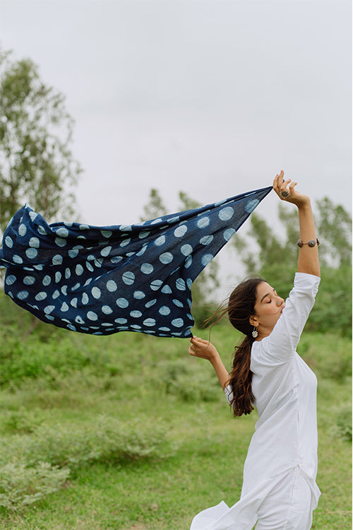 Okhai 'Universe' Pure Cotton Hand Embroidered Tie-Dye Scarf
