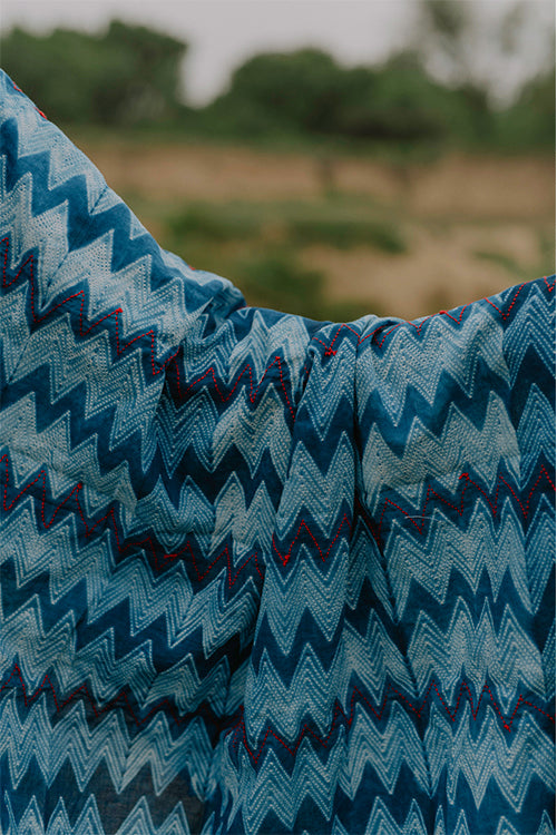Okhai 'Shades' Pure Cotton Hand Embroidered Scarf