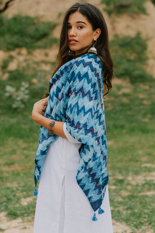 Okhai 'Shades' Pure Cotton Hand Embroidered Scarf