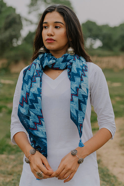 Okhai 'Shades' Pure Cotton Hand Embroidered Scarf