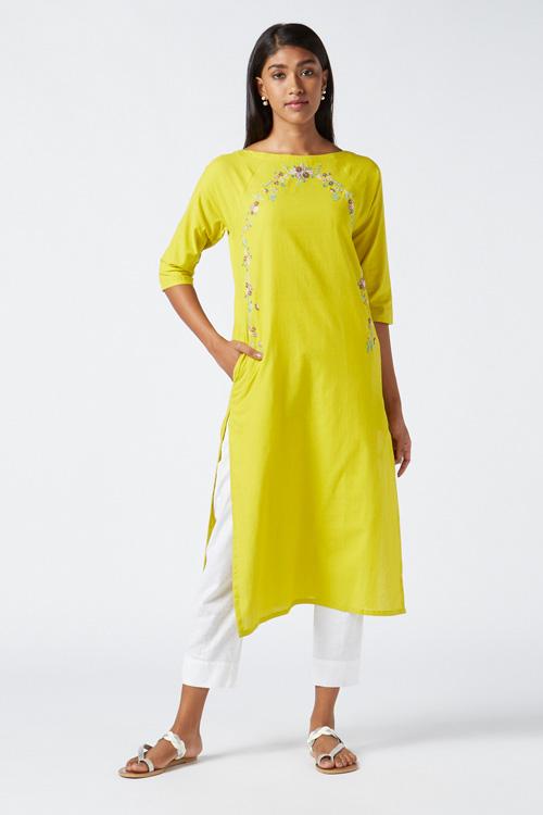 Okhai 'Surya' Embroidered Cotton Kurta