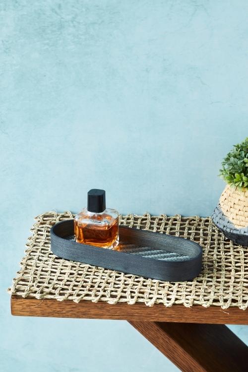 Kadam Haat Handmade Bamboo Oval Tray (Black)