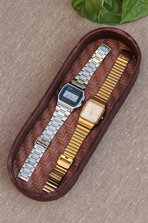 Kadam Haat Handmade Bamboo Oval Tray (Brown)