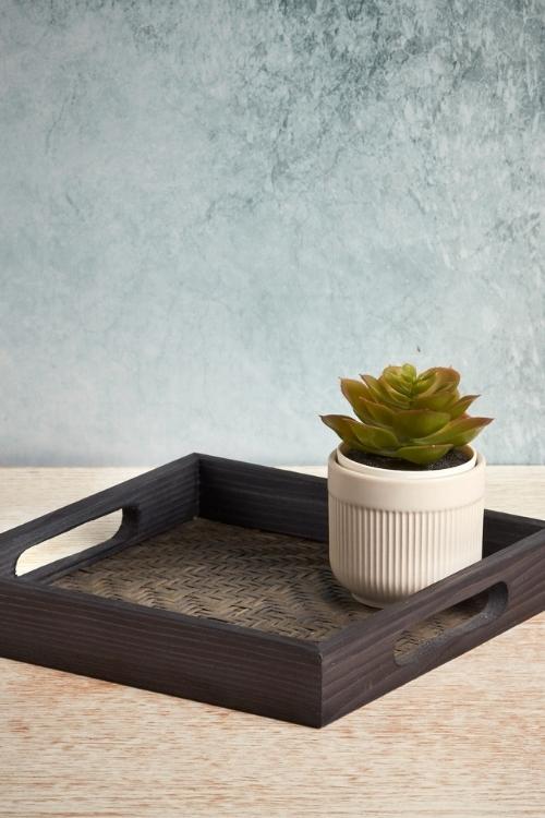 Kadam Haat Handmade Bamboo Square Tray - Small (Black)