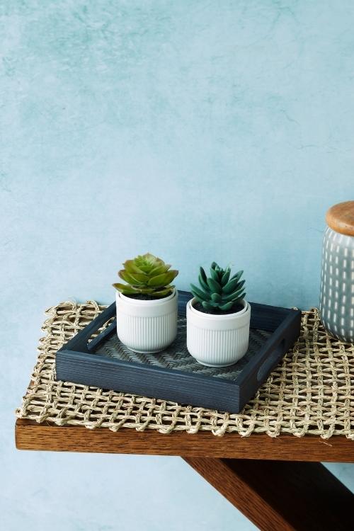 Kadam Haat Handmade Bamboo Square Tray - Small (Black)