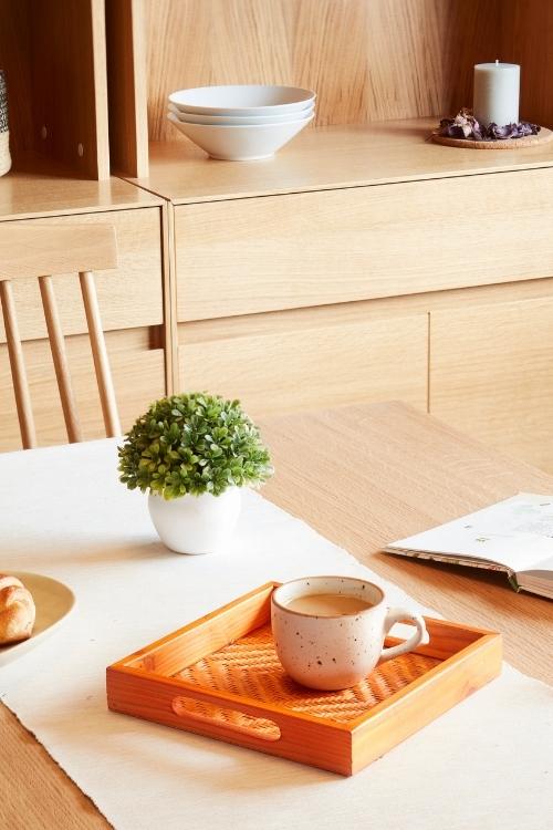 Kadam Haat Handmade Bamboo Square Tray - Small (Orange)