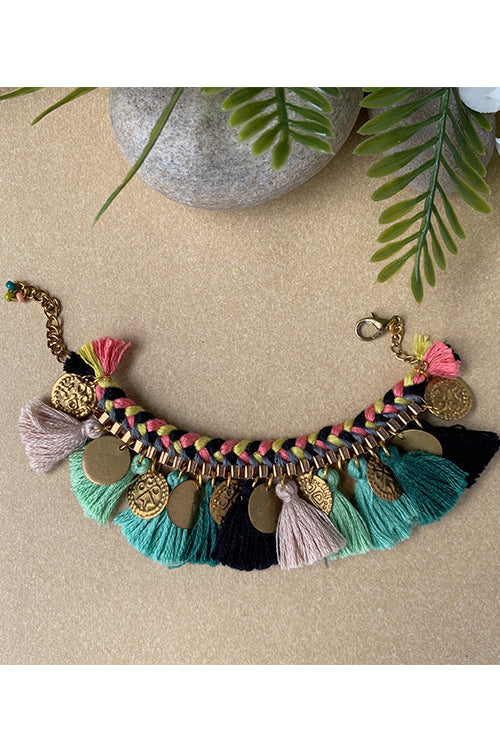 Dhaaga Tropical Forest Tassel Bracelet