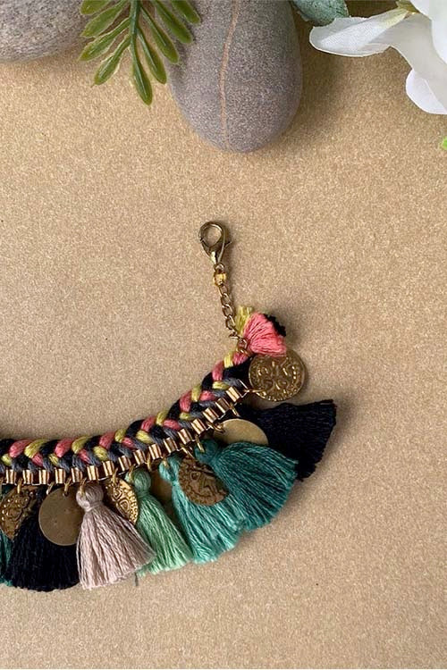 Dhaaga Tropical Forest Tassel Bracelet
