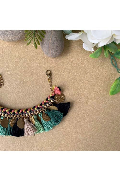 Dhaaga Tropical Forest Tassel Bracelet