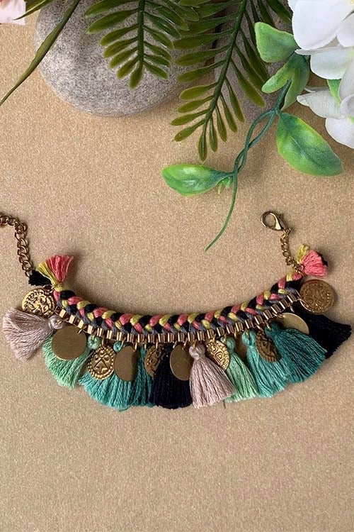 Dhaaga Tropical Forest Tassel Bracelet