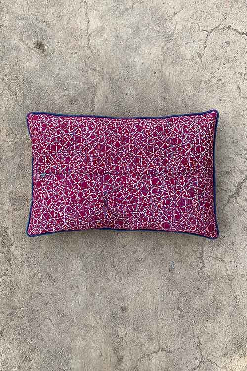 Shrujan ‘Kaleidoscope’ 45cm X 30cm Multi-Coloured Hand Embroidered Handloom Mushroo Cotton Takiya Cover