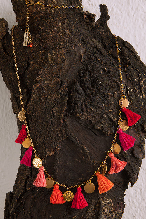 Dhaaga Fire Tassel Necklace