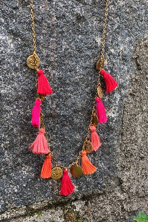 Dhaaga Fire Tassel Necklace