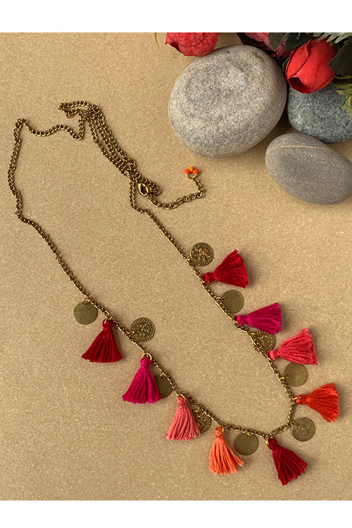 Dhaaga Fire Tassel Necklace