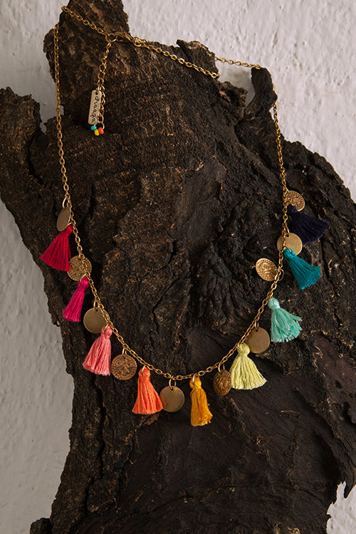 Dhaaga Colour Splash Tassel Necklace